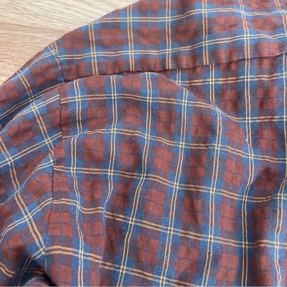 LEE Vintage Made in the USA Button Down Plaid Red Blue Shirt Sz XL - Picture 5 of 7